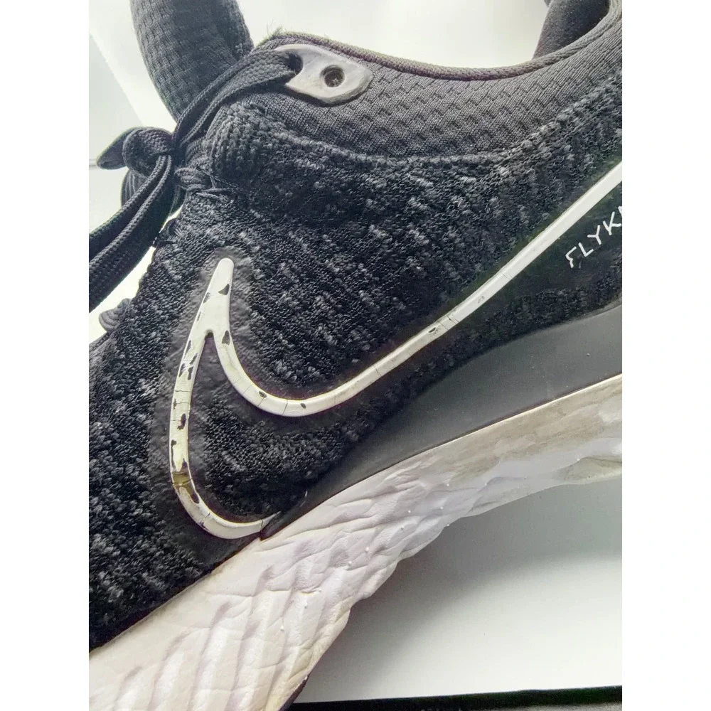 Nike React Infinity Run Flyknit 3 Mens 11 Black White Good DH5392-001 Running
